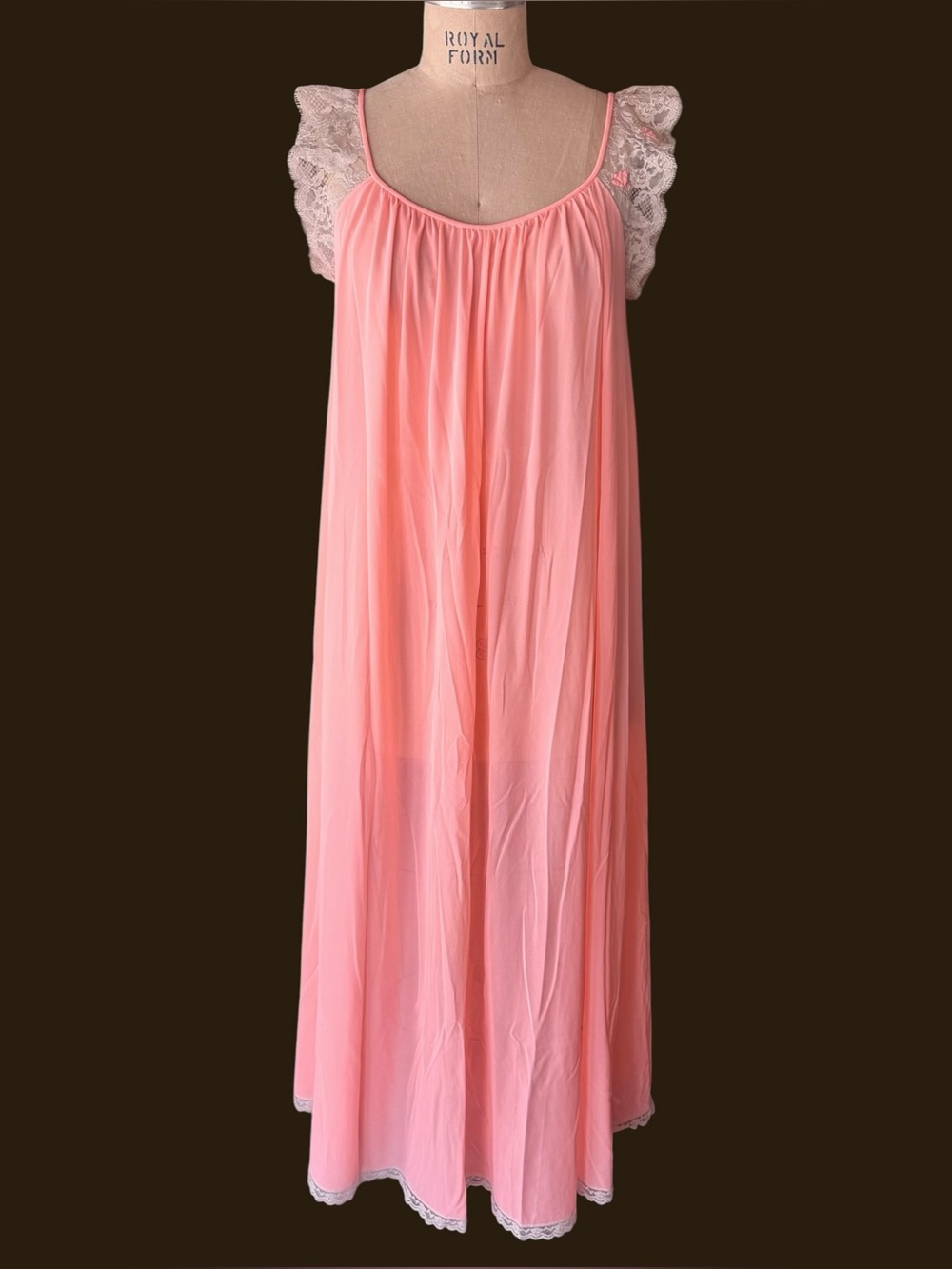 Vintage 60’s Claire Sandra by Lucie Ann Beverly Hills Nylon Lace Nightgown